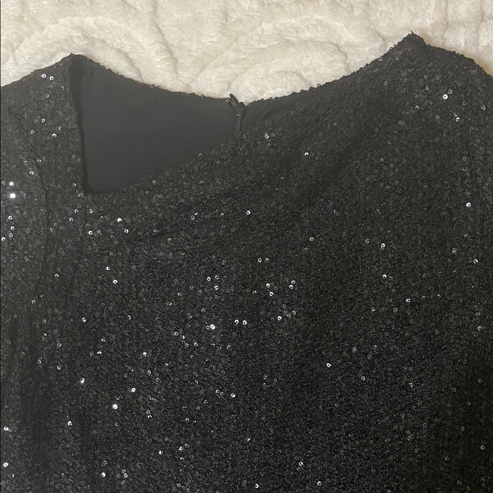 St. John Black Long Sleeve Sequin Dress - Picture 4 of 6